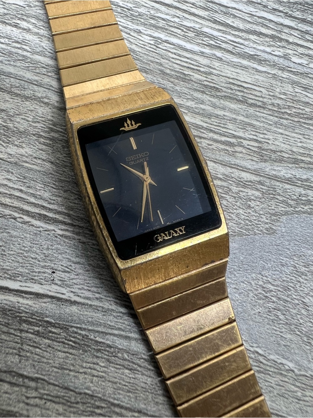 Seiko Galaxy Gold and Black Rectangular Dress Watch